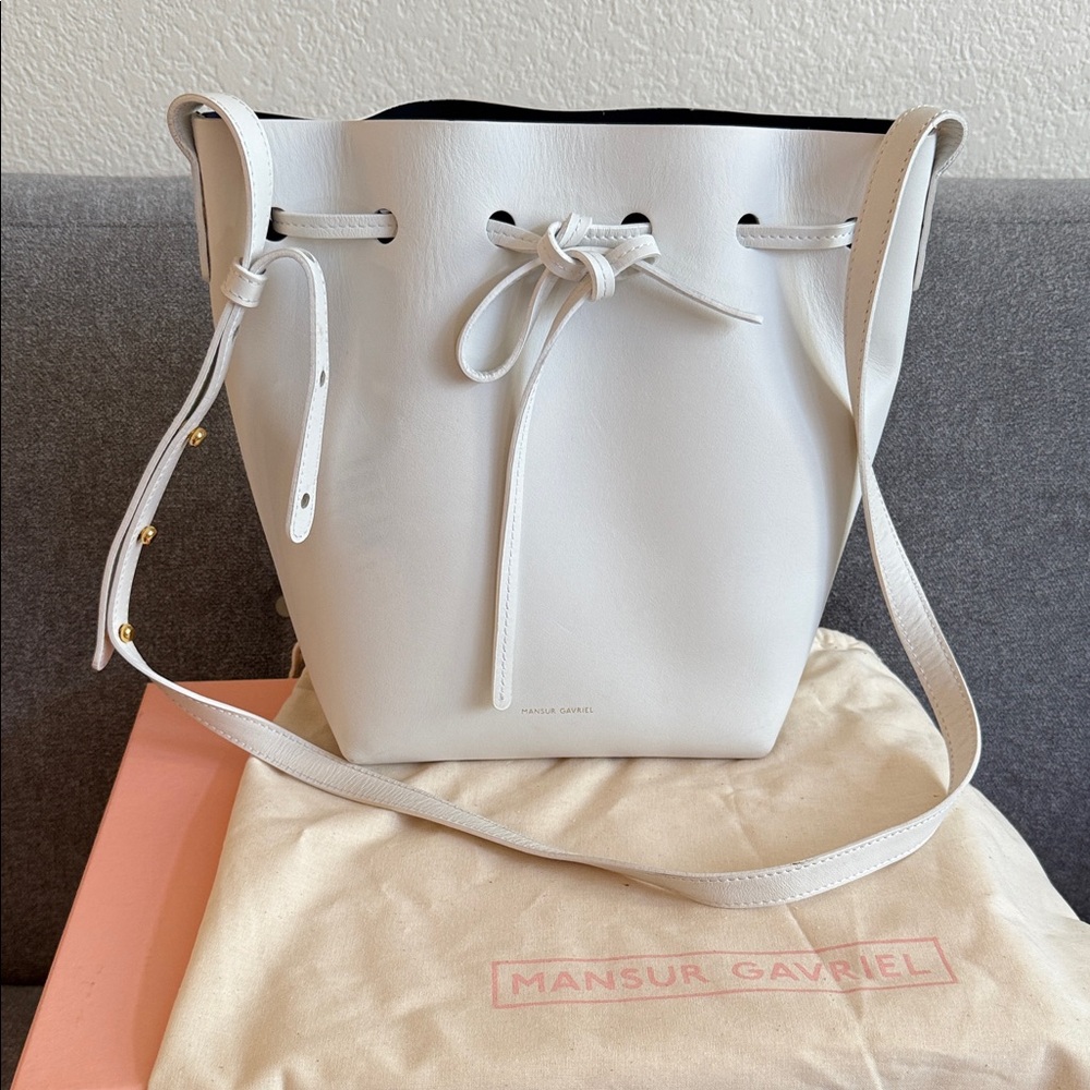 Mansur Gavriel White Leather Shoulder Bag